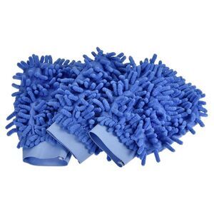 3pcs Microfiber Mitts Reusable Scratch-Free Cleaning Gloves Wash Sponge, Blue